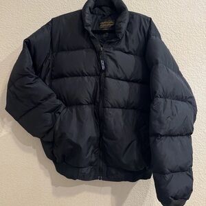 Vintage Eddie Bauer Jacket Mens Sz XL Black Goose Down Puffer Coat USA Made
